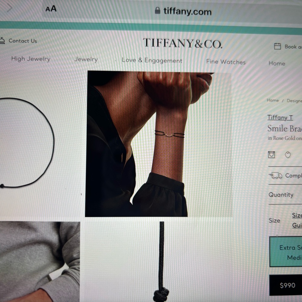 Authentic Tiffany & Co. Smile cord bracelet in rose gold and diamonds - Picture 15 of 16